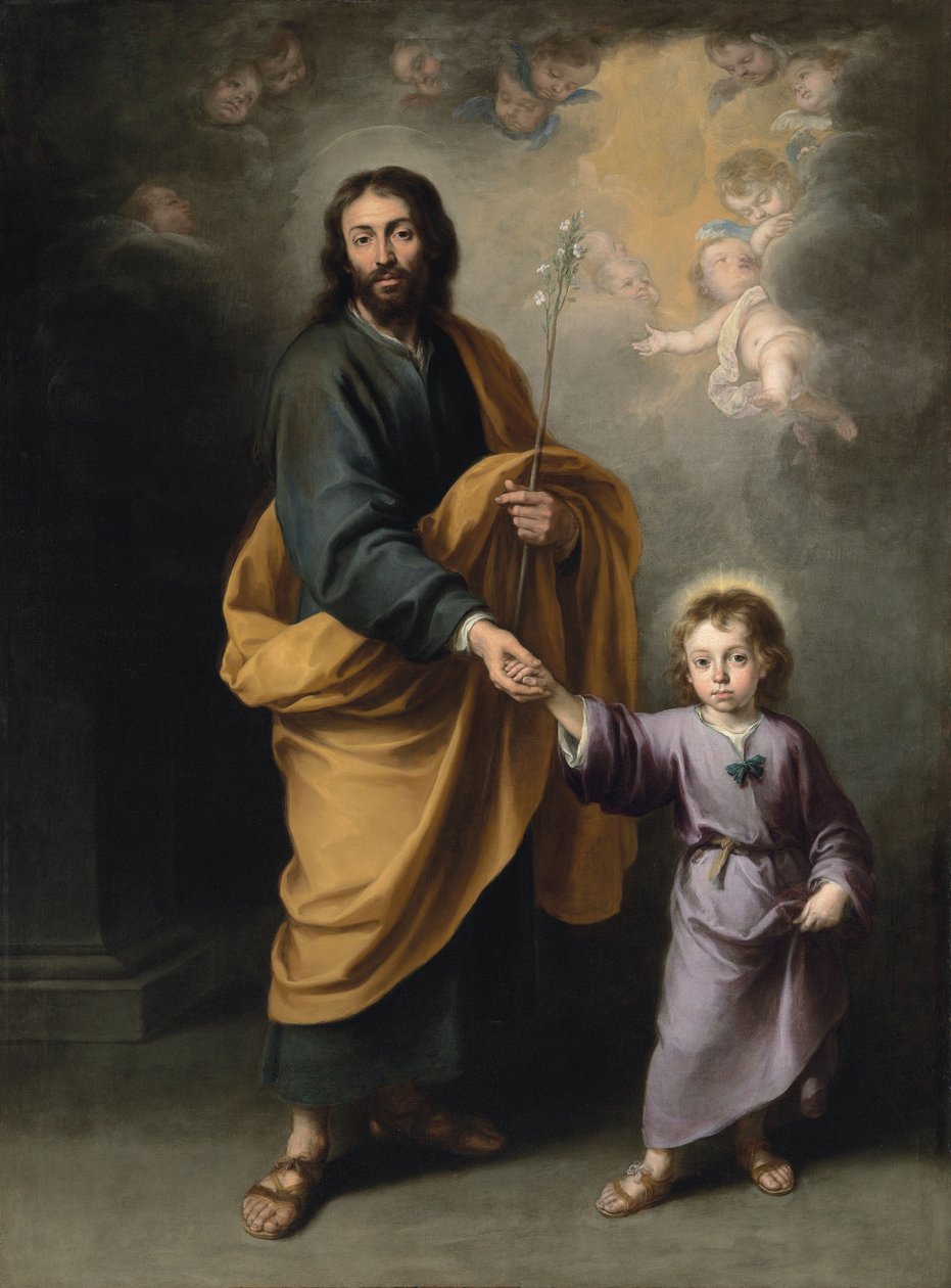 Sankt Josef og Kristusbarnet (olie på lærred) af Bartolomé Esteban Murillo