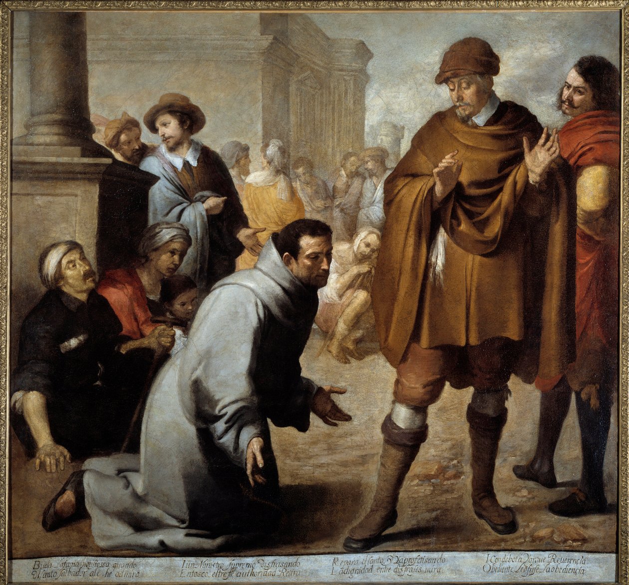 San Salvador de Horta (1520-1567) og inkvisitoren i Aragon sætter spørgsmålstegn ved miraklerne Maleri af Bartolome Murillo (1618-1682) 1645 Søn. 1,78x1,9 m Bayonne, Musee Bonnat af Bartolomé Esteban Murillo