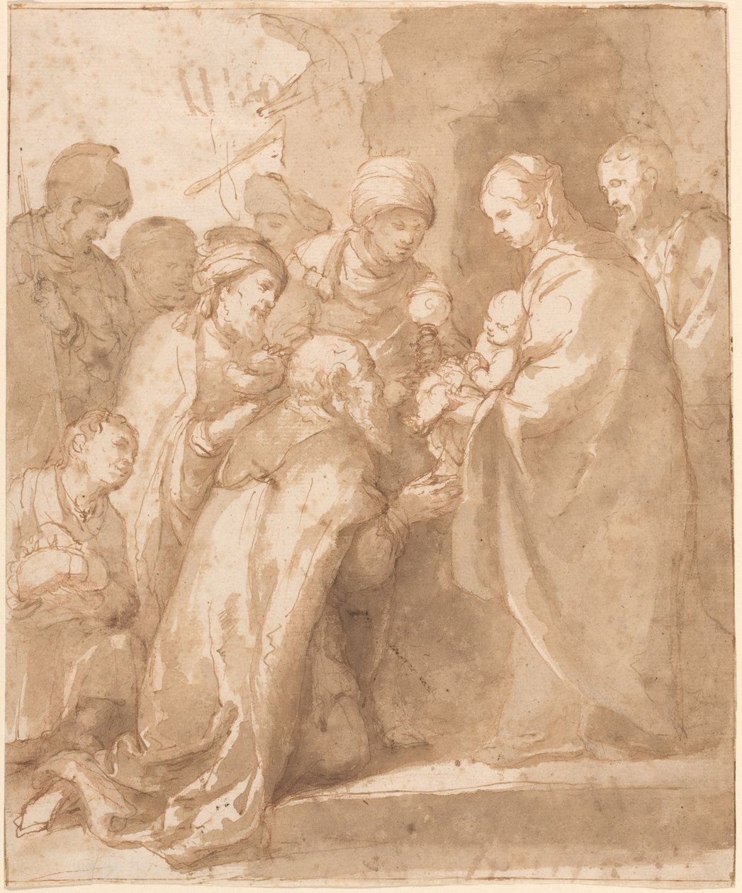The Adoration of the Magi, ca. 1650-1656 (pen og blæk) af Bartolome Esteban Murillo