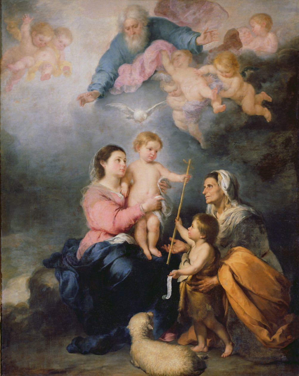 Den hellige familie eller jomfruen fra Sevilla (olie på lærred) af Bartolomé Esteban Murillo