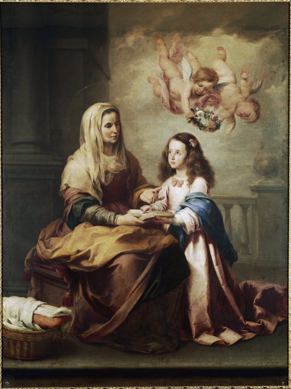 Jomfru Maria og Sankt Anne Detalje. (olie på lærred, ca. 1674) af Bartolomé Esteban Murillo