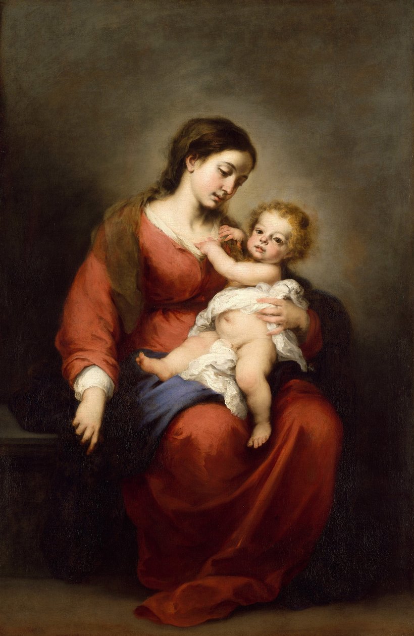 Jomfru og barn, ca. 1670-72 (olie på lærred) af Bartolomé Esteban Murillo