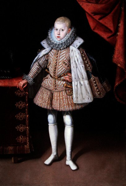 Et portræt af spædbarnet Don Fernando de Austria (olie på lærred) af Bartolome Gonzalez