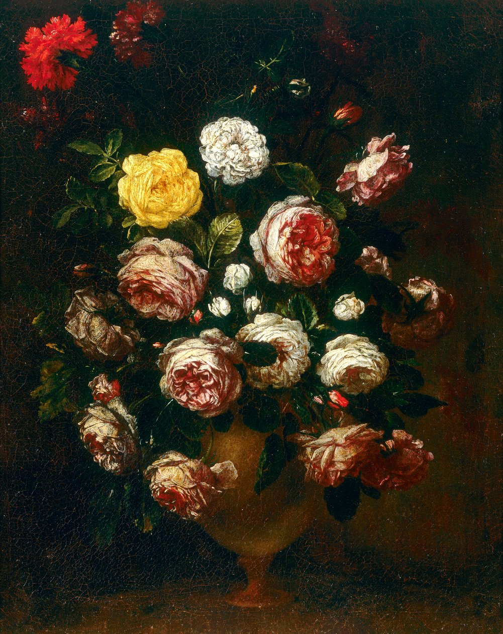 Vase med roser, maleri af Bartolomeo Bimbi af Bartolomeo Bimbi