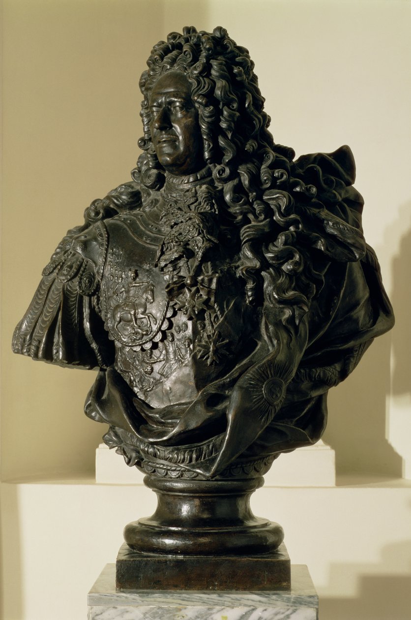 Portrætbuste af Aleksandr Danilovich Menshikov (1673-1729) 1716-7 (bronze) af Bartolomeo Carlo, conte Rastrelli