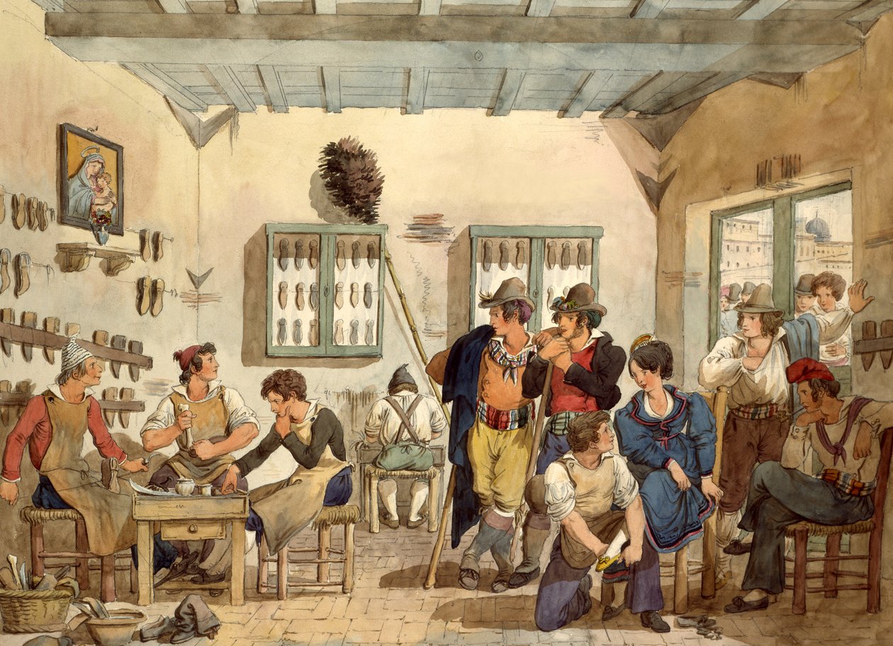 Skomagerens butik af Bartolomeo Pinelli