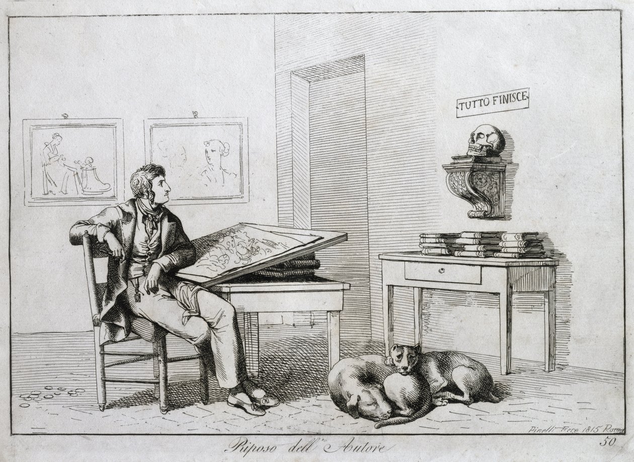 Kunstnerens hvile, 1815 af Bartolomeo Pinelli