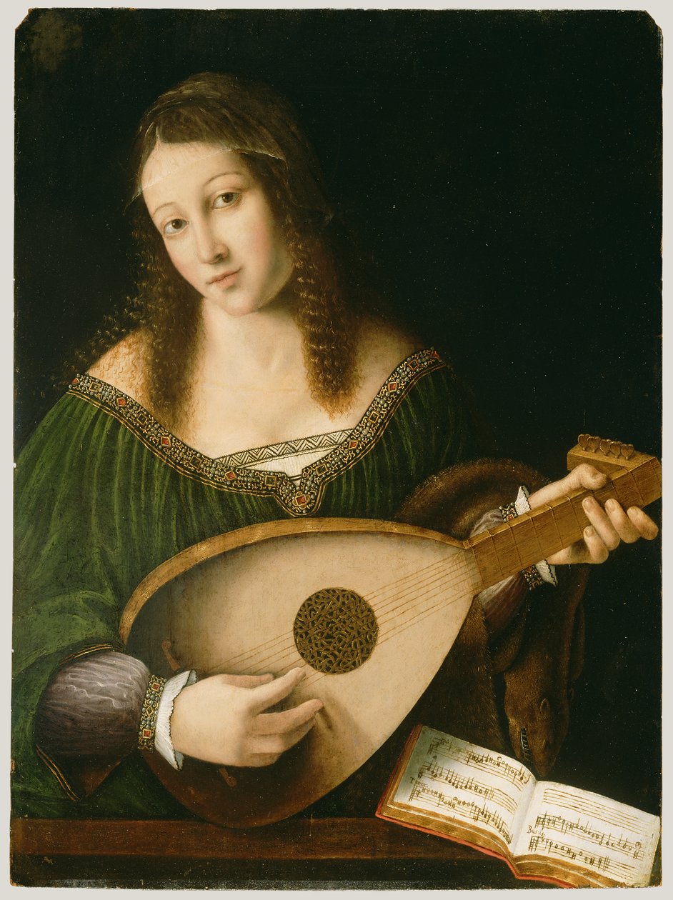 Lady Playing a Lute, ca. 1530 af Bartolomeo Veneto