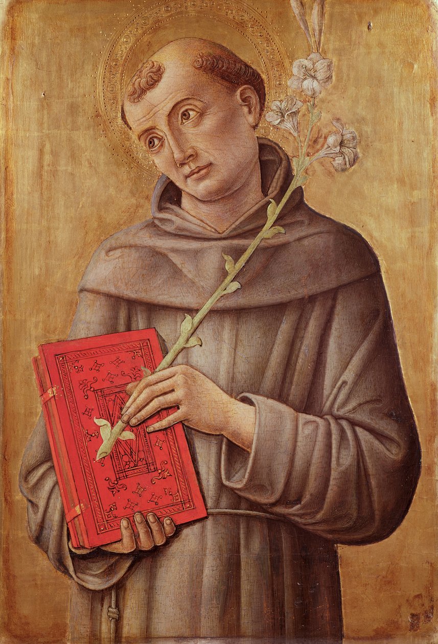 Sankt Antonius af Padova (tempera på panel) af Bartolomeo Vivarini