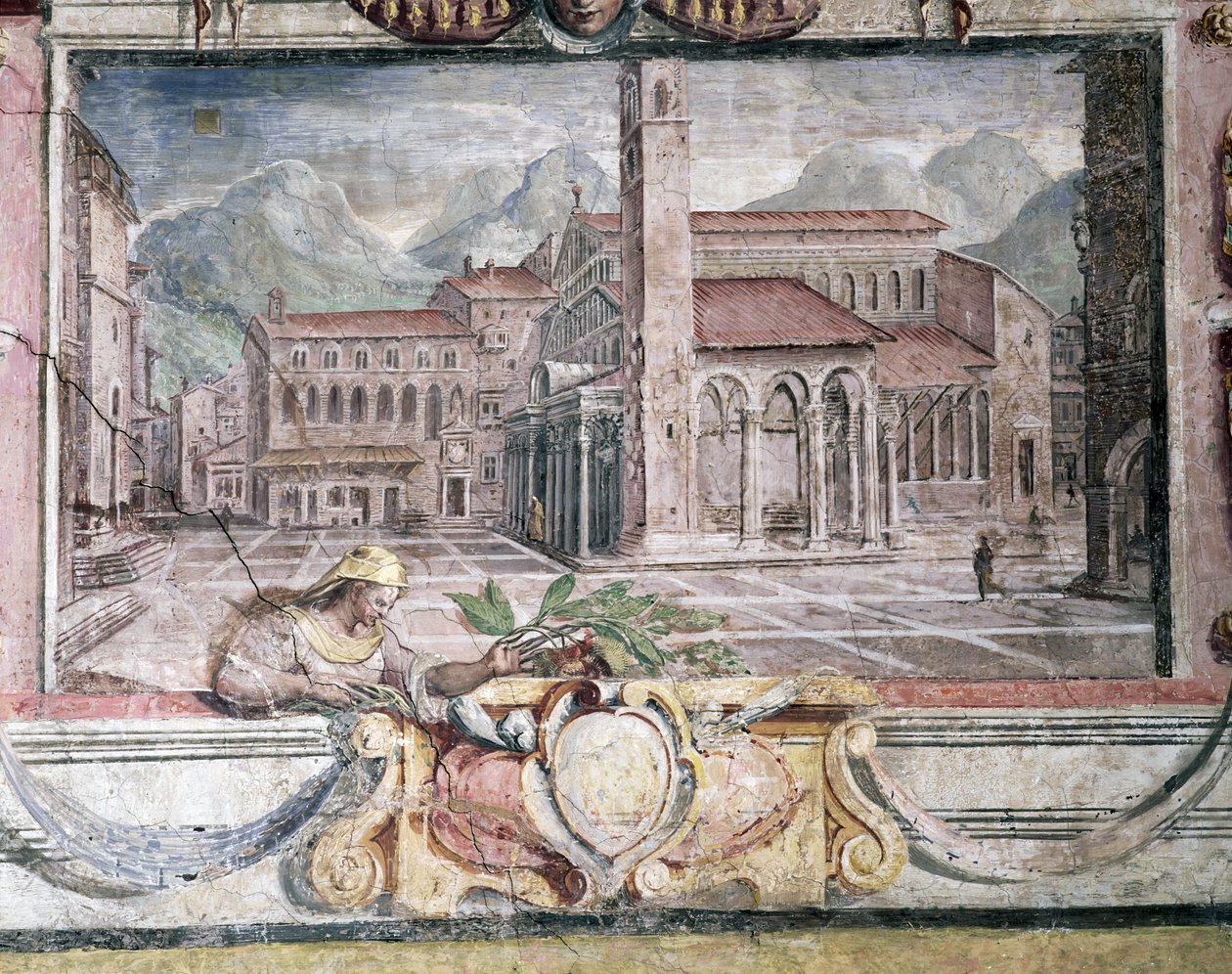 Soveværelse, detalje af frise, der afbilder byer under Medici-styret, Pistoia, 1564-75 fresco af Bartolomeo Ammannati