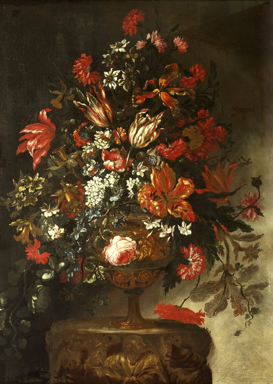 Blomsterstykke, ca. 1700 (olie på lærred) af Bartolomeo Bimbi