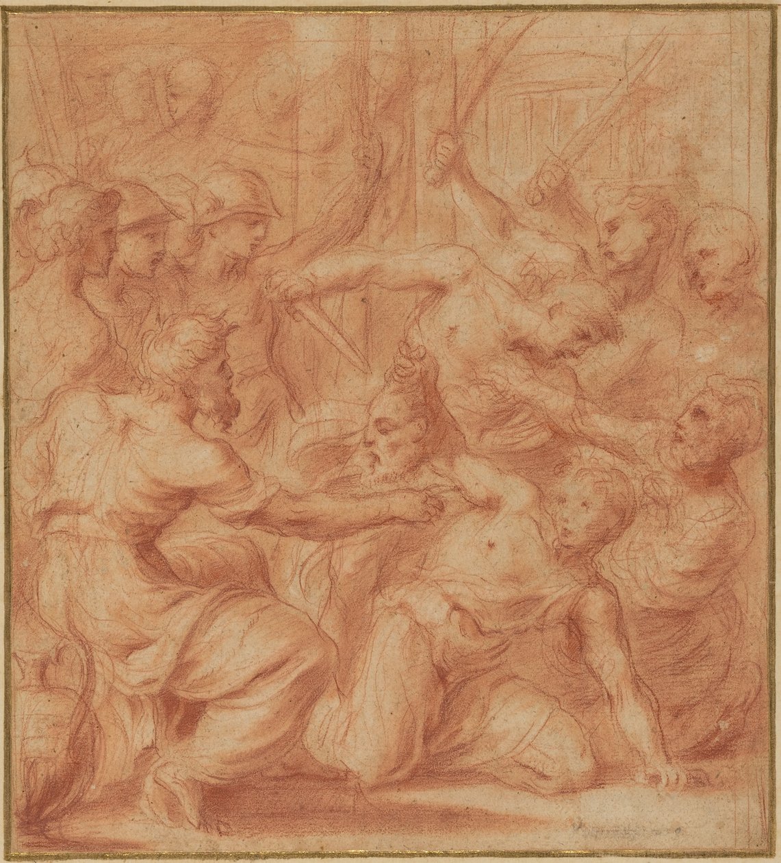 David bietet König Saul den Kopf Goliaths an af Bartolomeo Biscaino