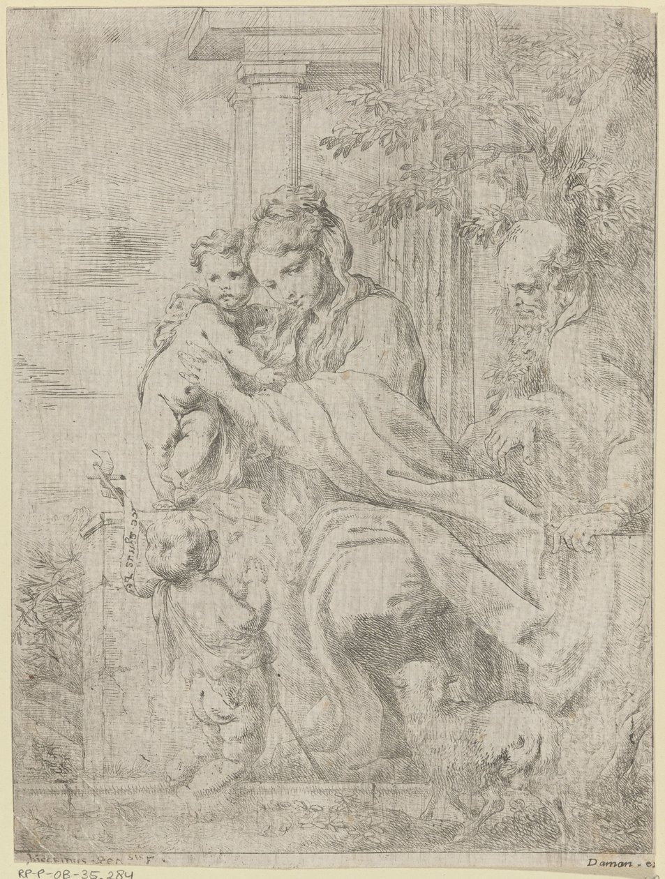 Hellig Familie med den unge Johannes Døberen af Bartolomeo Biscaino