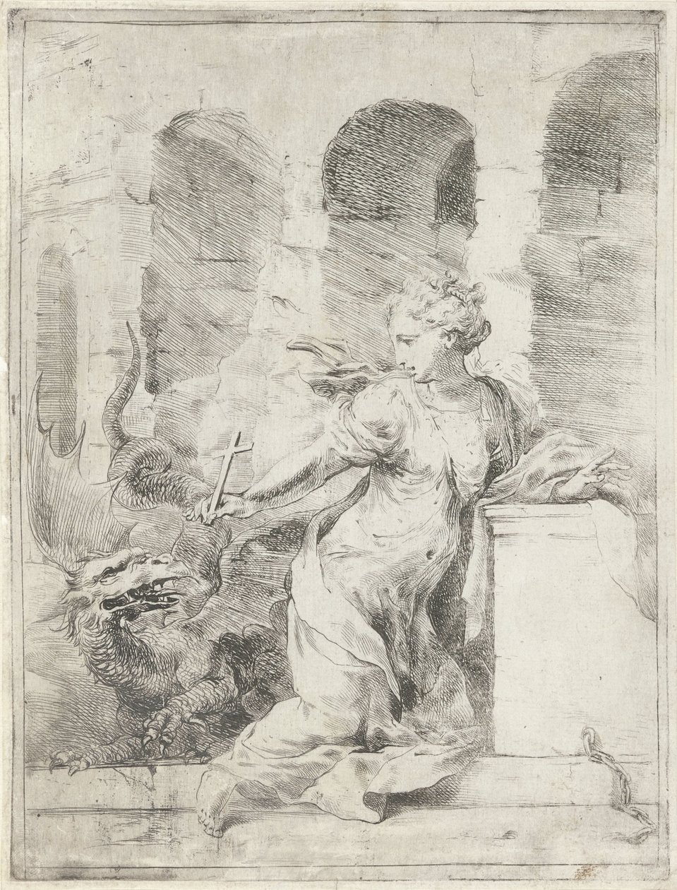 Margaret af Antiokia trodser dragen af Bartolomeo Biscaino