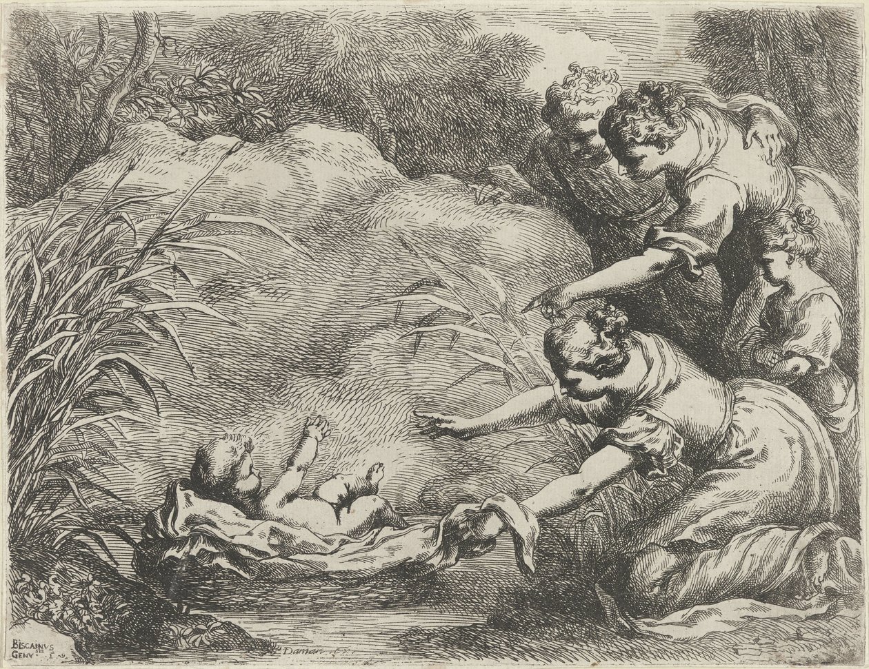 Moses reddede fra Nilen af Bartolomeo Biscaino