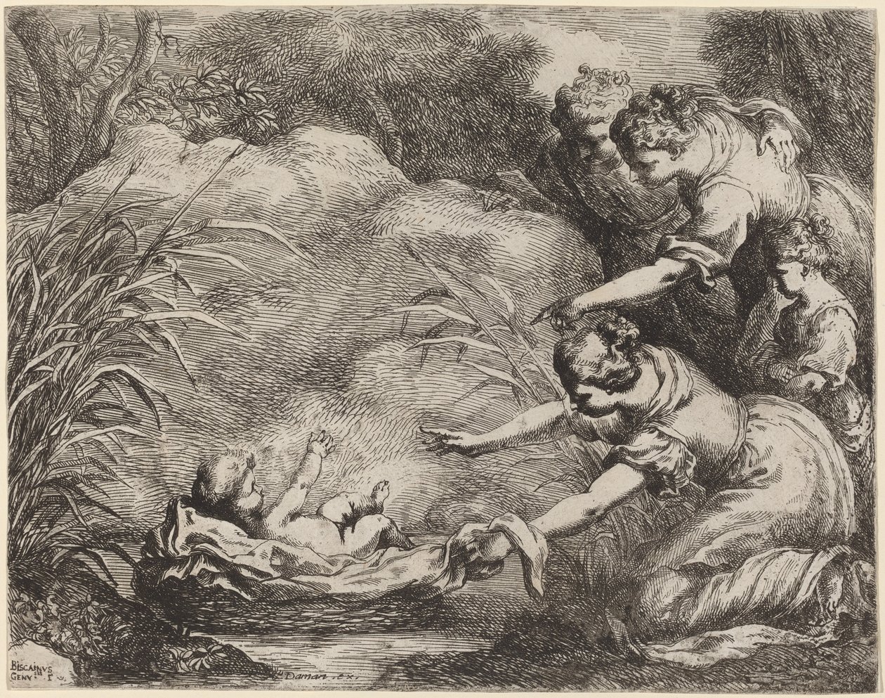 Fundet af Moses. af Bartolomeo Biscaino