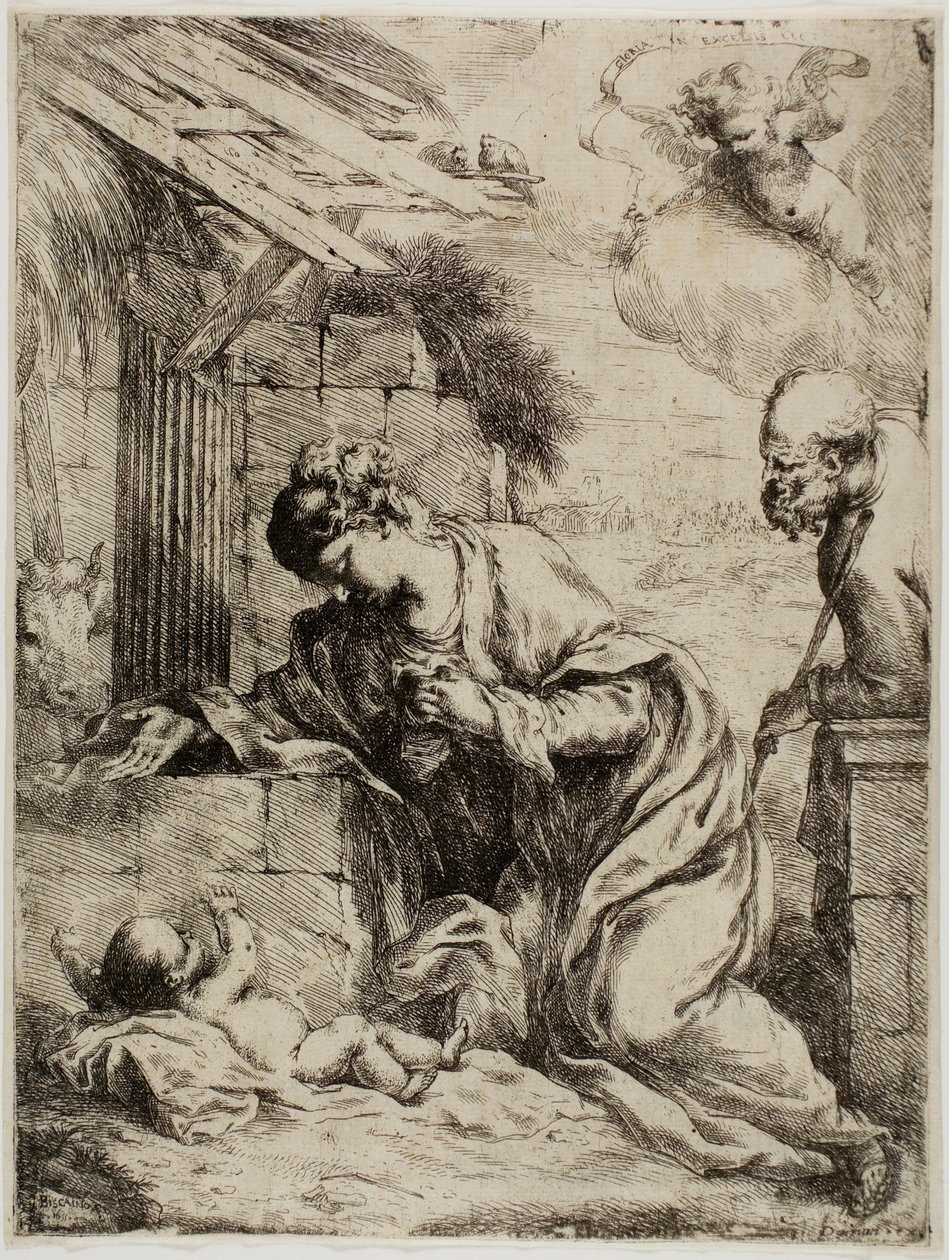 Jomfruen, der tilbeder Jesusbarnet af Bartolomeo Biscaino