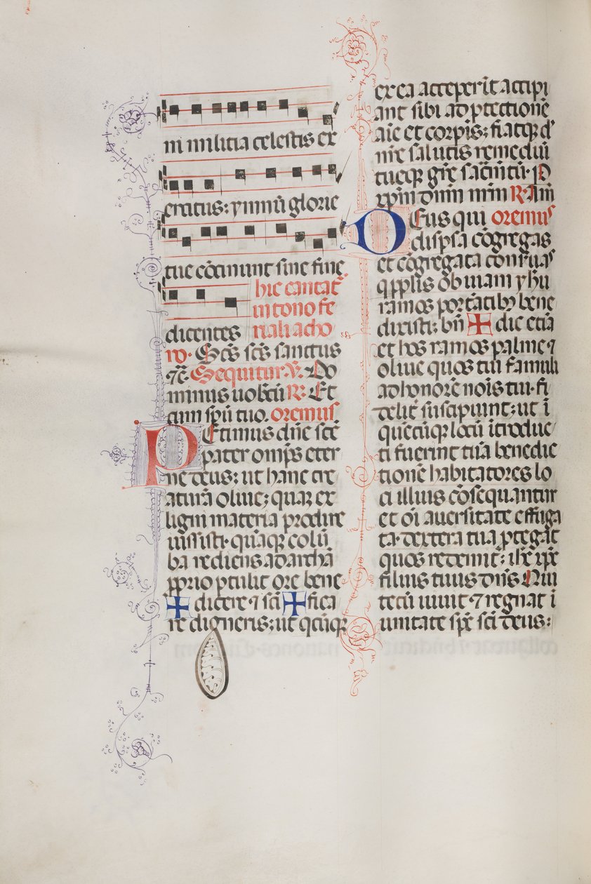 Missale: Fol. 112v: indeholder noget musik som en del af palmesøndagsliturgien, 1469. af Bartolomeo Caporali