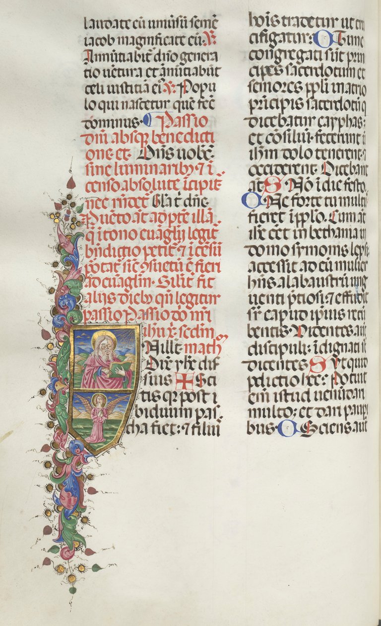 Missale: Fol. 116: Saint Matthew med Angel, 1469. af Bartolomeo Caporali