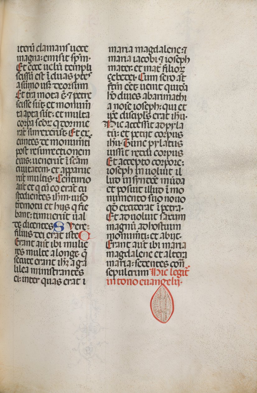 Missale: Fol. 122: indeholder musik til Hely Hely Lama etc. i St. Mattion Passion, 1469. af Bartolomeo Caporali