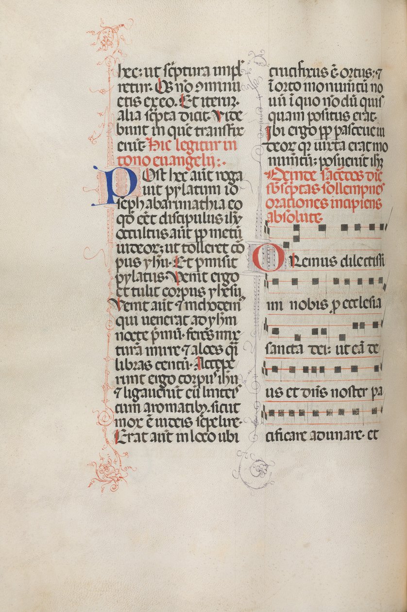 Missale: Fol. 145v: Musik til forskellige bønner, 1469. af Bartolomeo Caporali
