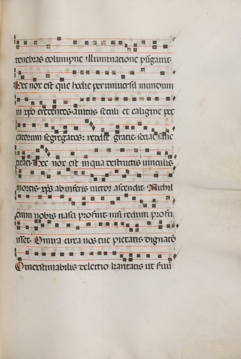 Missale: Fol. 155: Musik til Exultet, 1469 af Bartolomeo Caporali