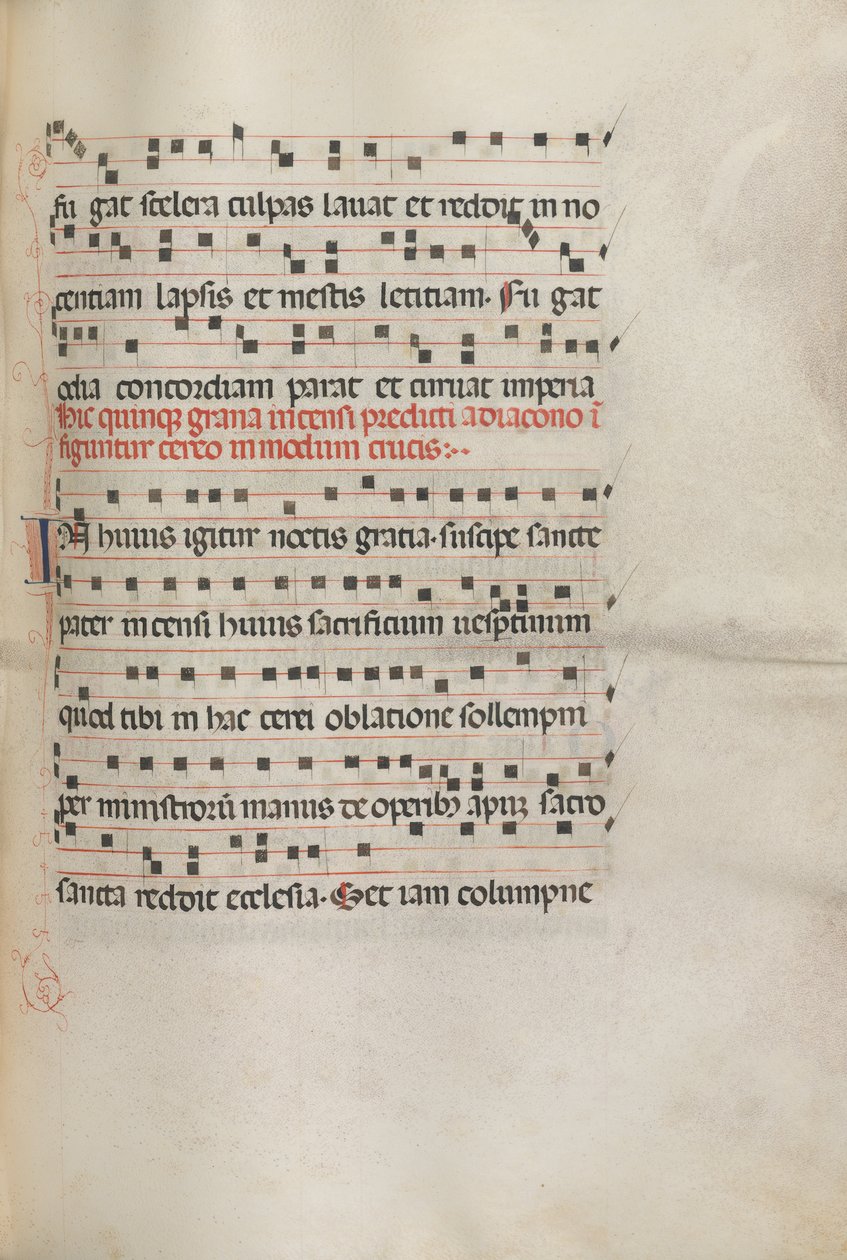 Missale: Fol. 156: Musik til Exultet, 1469 af Bartolomeo Caporali