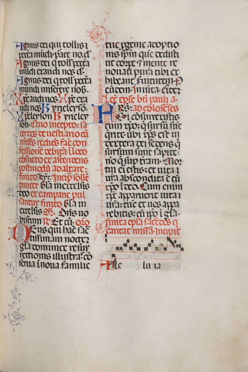 Missale: Fol. 171: Musik for Alleluia etc. i begyndelsen af påsken, 1469. af Bartolomeo Caporali