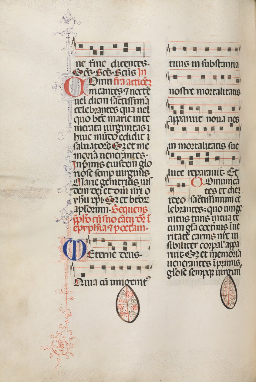 Missale: Fol. 177v: Musik til forskellige almindelige bønner, 1469. af Bartolomeo Caporali