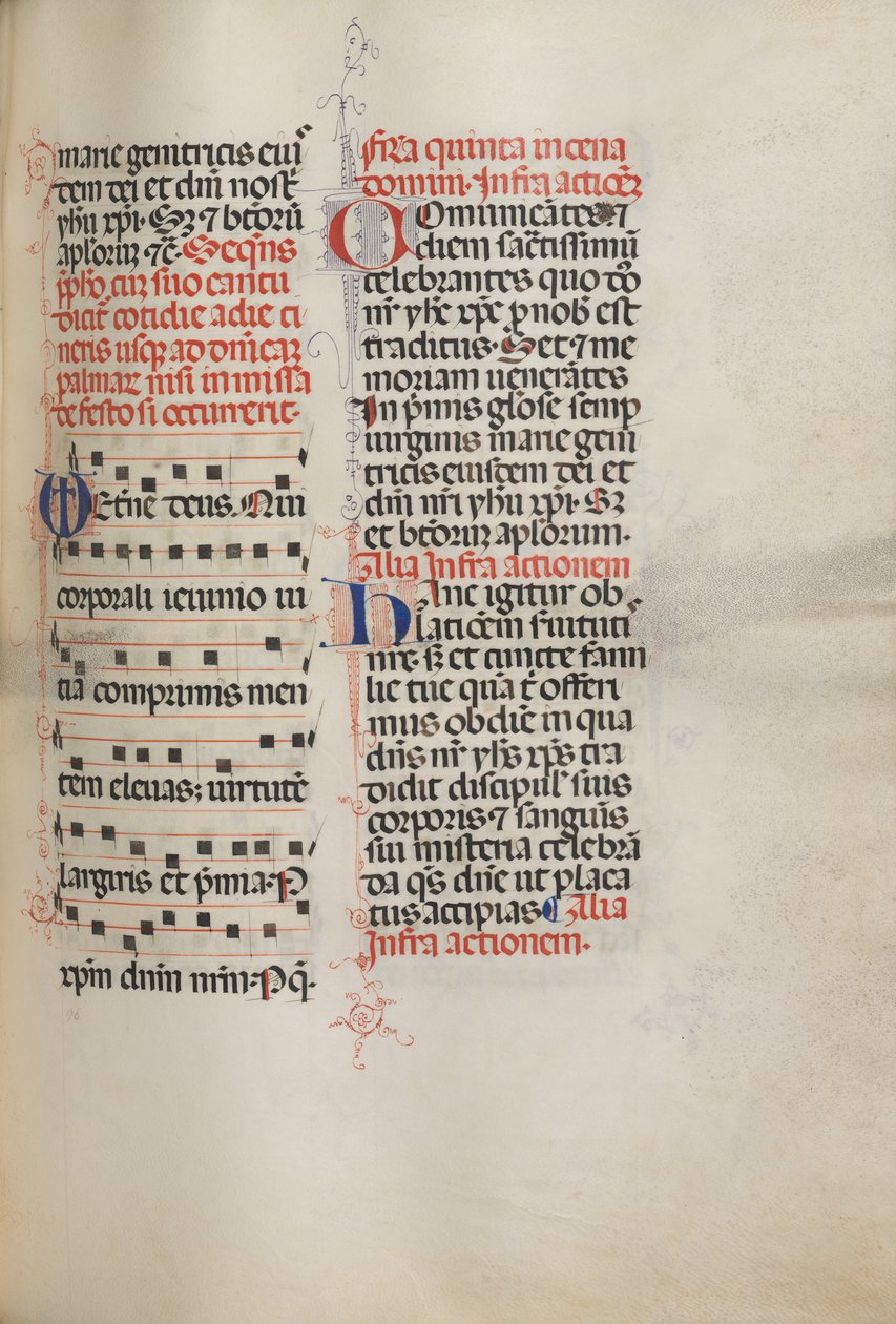 Missale: Fol. 178: Musik til forskellige almindelige bønner, 1469. af Bartolomeo Caporali