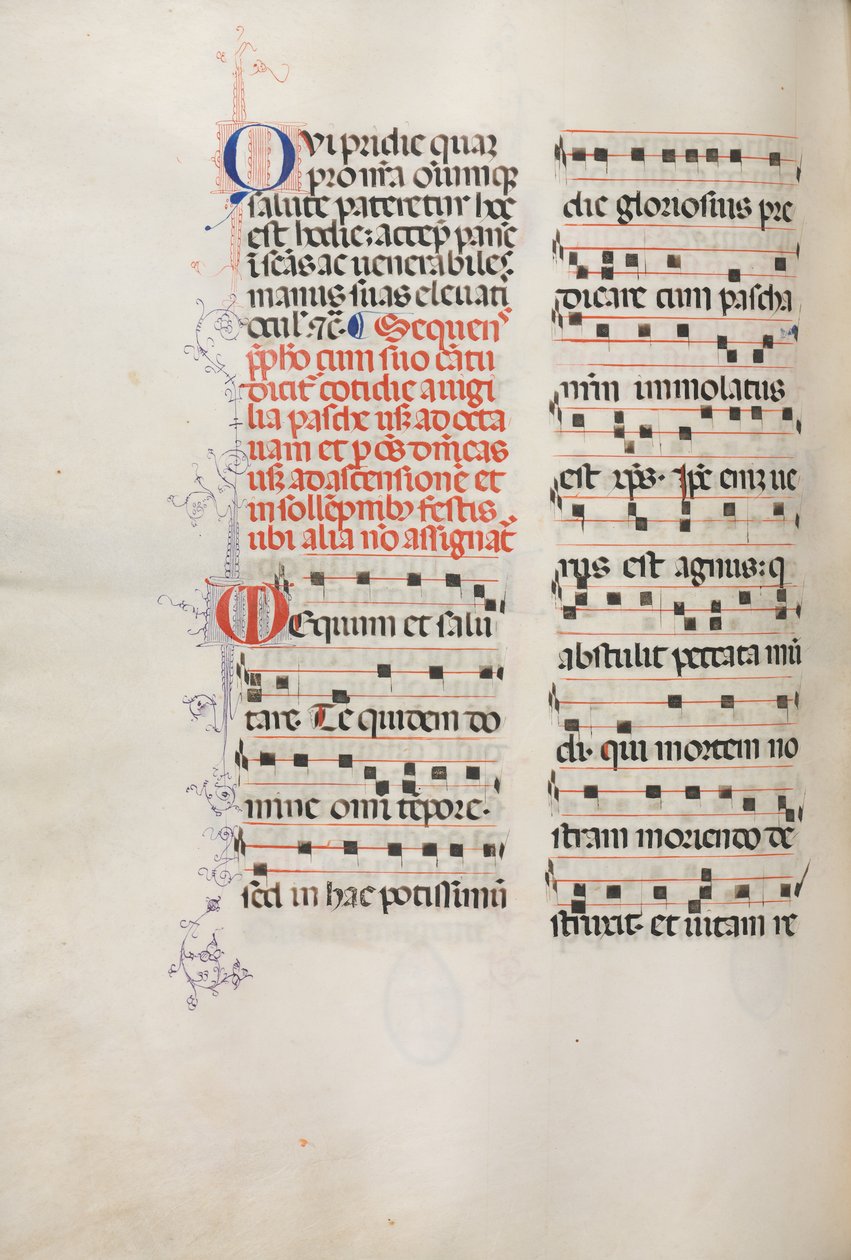 Missale: Fol. 178v: Musik til forskellige almindelige bønner, 1469. af Bartolomeo Caporali