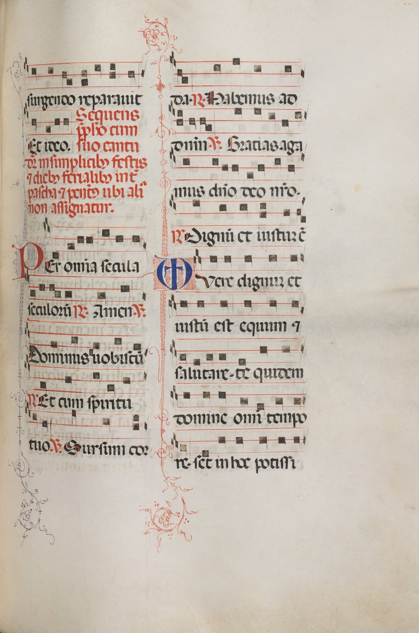 Missale: Fol. 179: Musik til forskellige almindelige bønner, 1469. af Bartolomeo Caporali