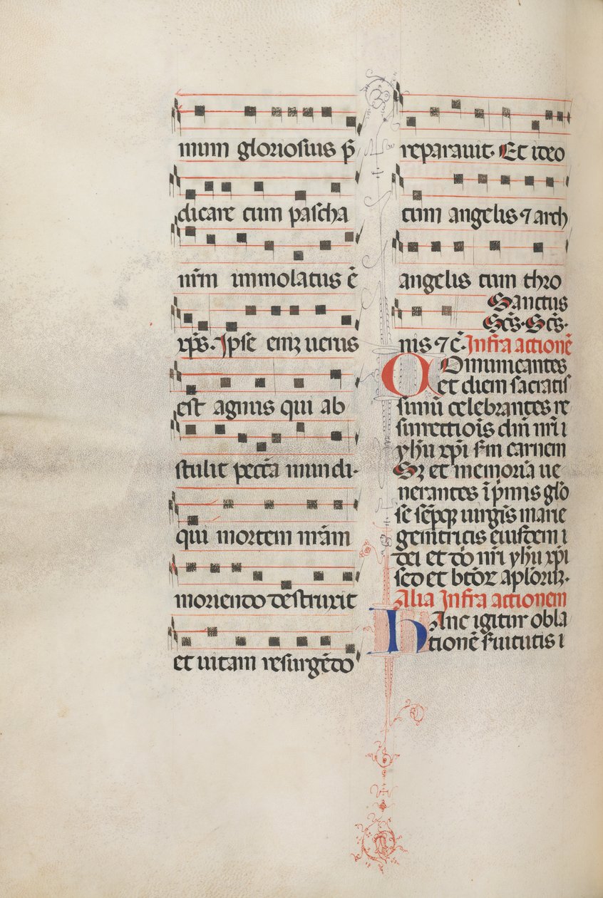 Missale: Fol. 179v: Musik til forskellige almindelige bønner, 1469. af Bartolomeo Caporali