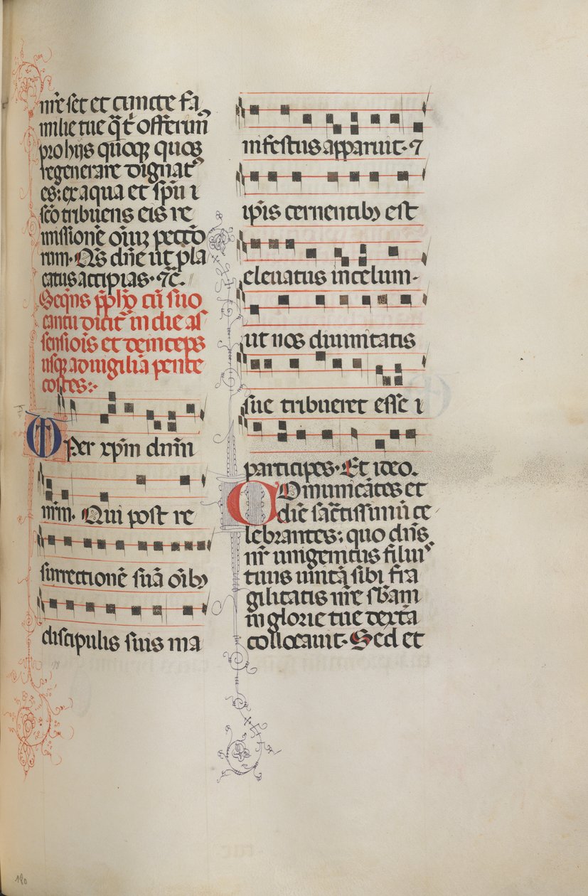 Missale: Fol. 180: Musik til forskellige almindelige bønner, 1469. af Bartolomeo Caporali