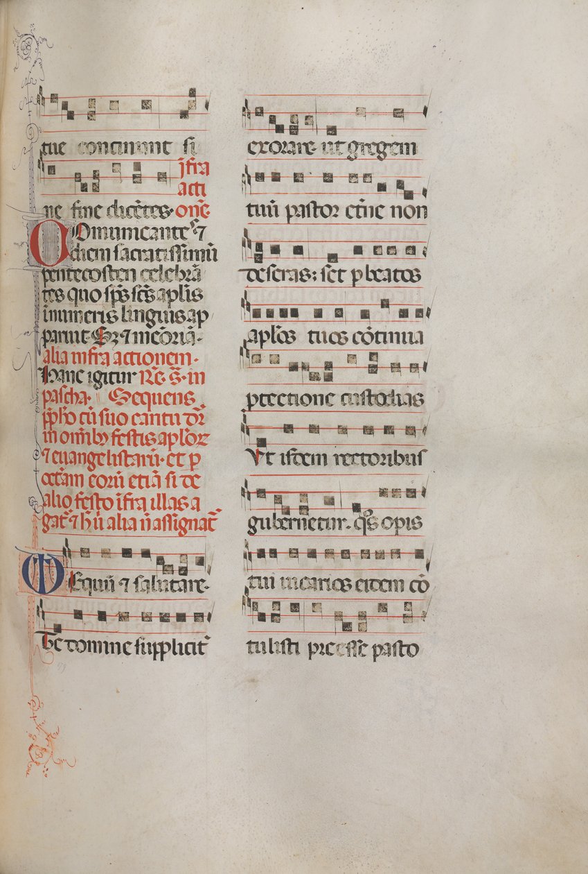 Missale: Fol. 181: Musik til forskellige almindelige bønner, 1469. af Bartolomeo Caporali