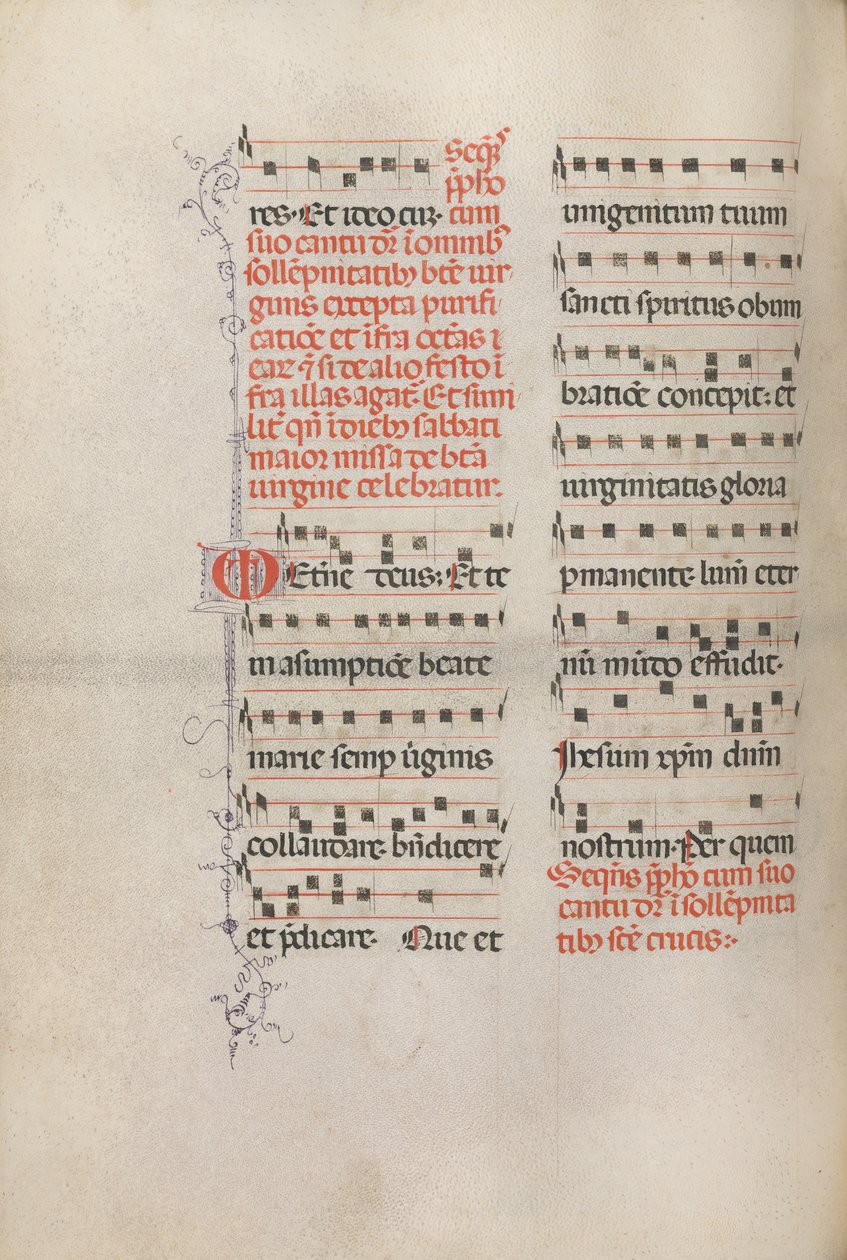 Missale: Fol. 181v: Musik til forskellige almindelige bønner, 1469. af Bartolomeo Caporali