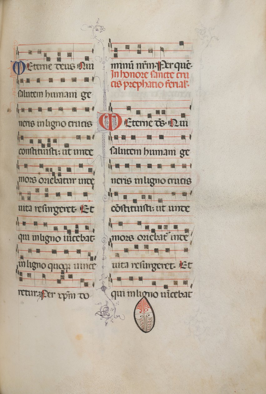Missale: Fol. 182: Musik til forskellige almindelige bønner, 1469. af Bartolomeo Caporali