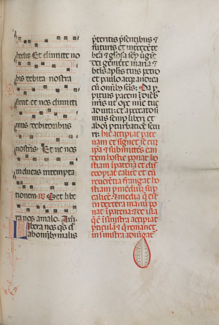 Missale: Fol. 190: Musik til forskellige bønner, 1469. af Bartolomeo Caporali