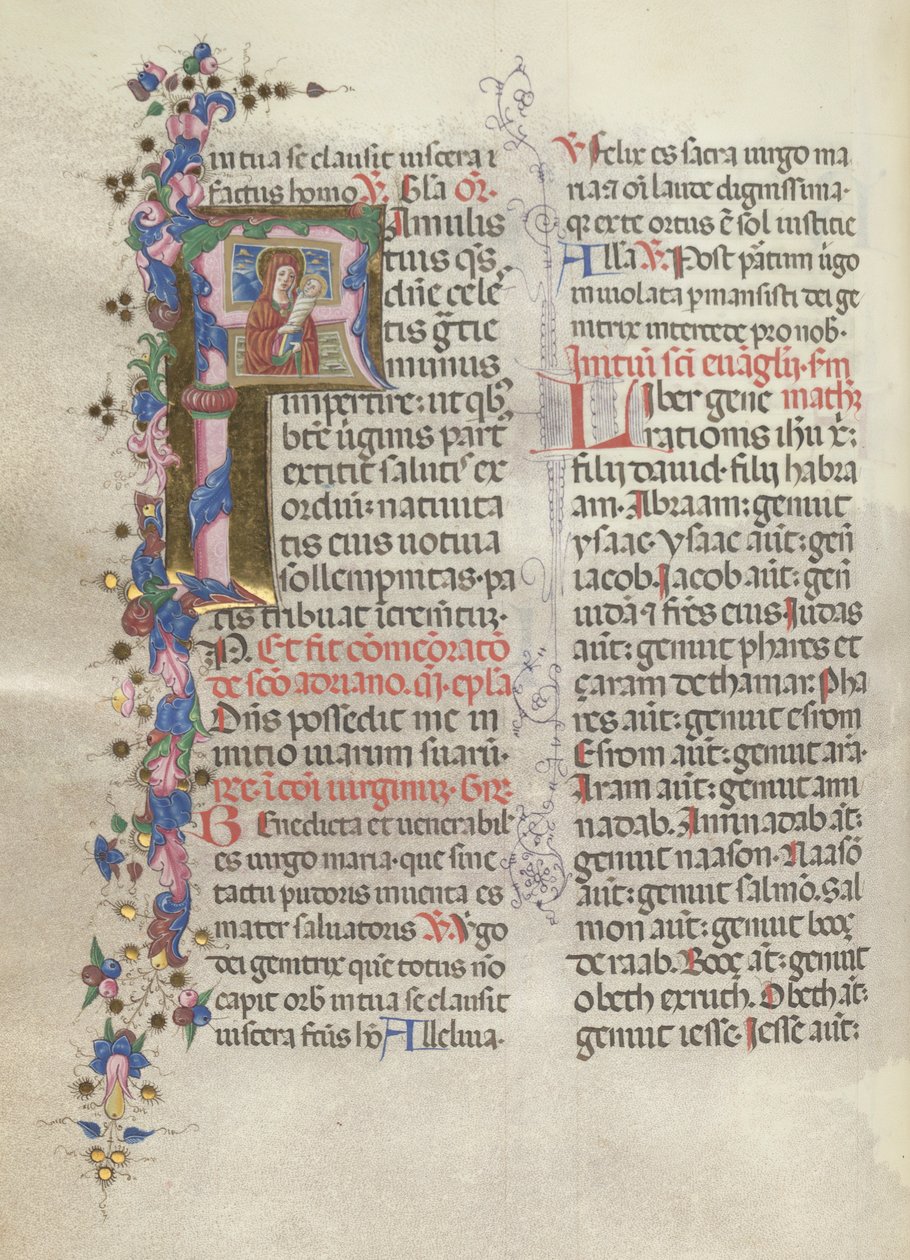 Missale: Fol. 311v: Sankt Anne holder den nyfødte jomfru, 1469. af Bartolomeo Caporali