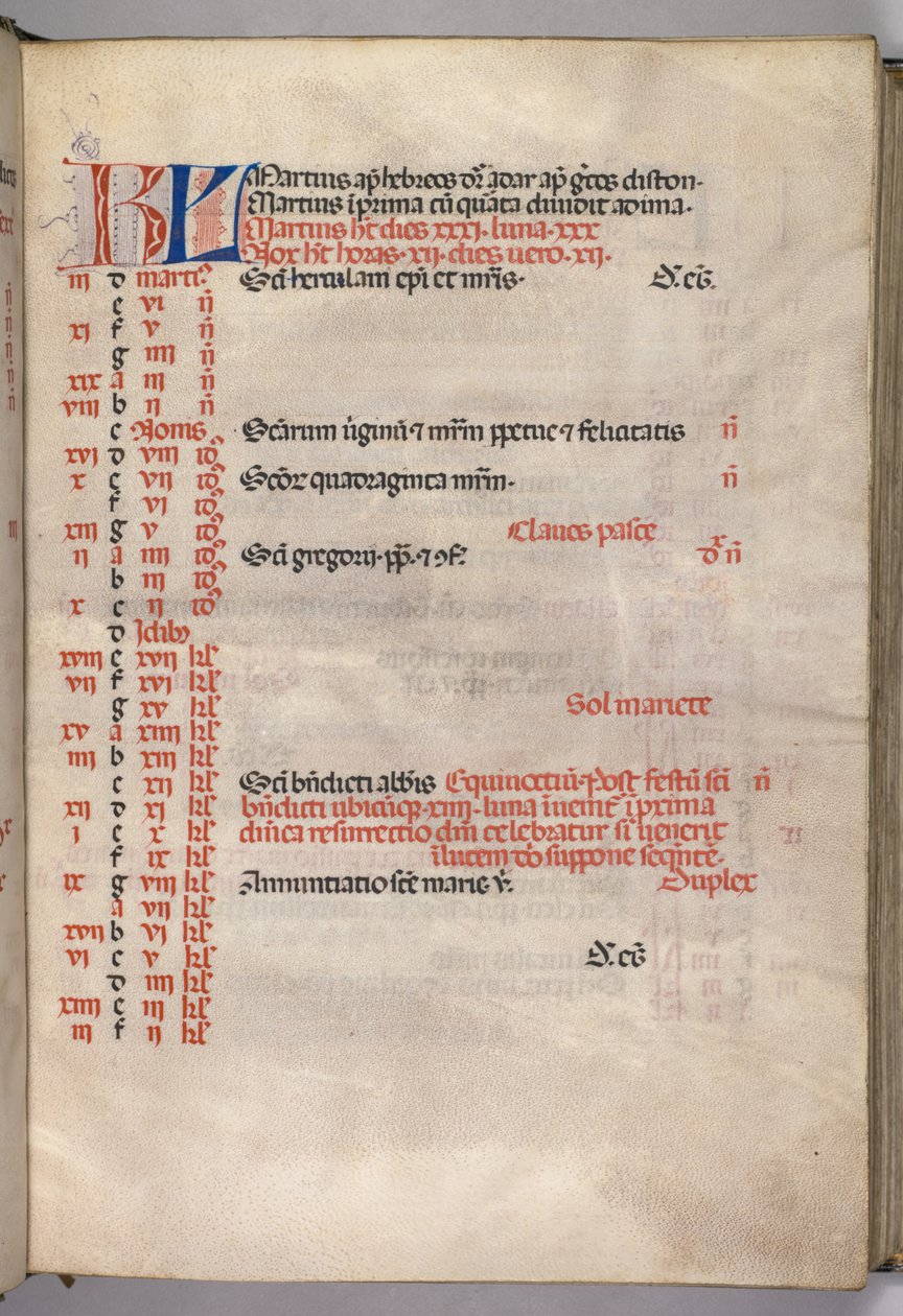 Missale: Fol. 4r: Marts Kalenderside, 1469. af Bartolomeo Caporali