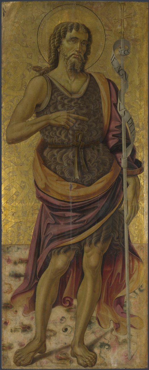 Johannes Døberen fra Altertavle: Jomfruen og barnet med hellige, ca 1475 af Bartolomeo Caporali