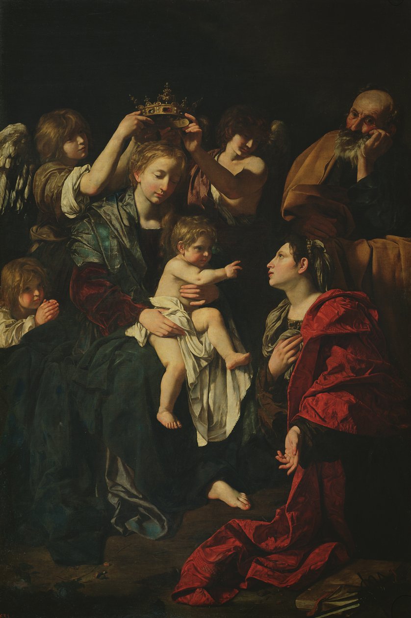Den hellige familie med St.Catherine af Bartolomeo Cavarozzi