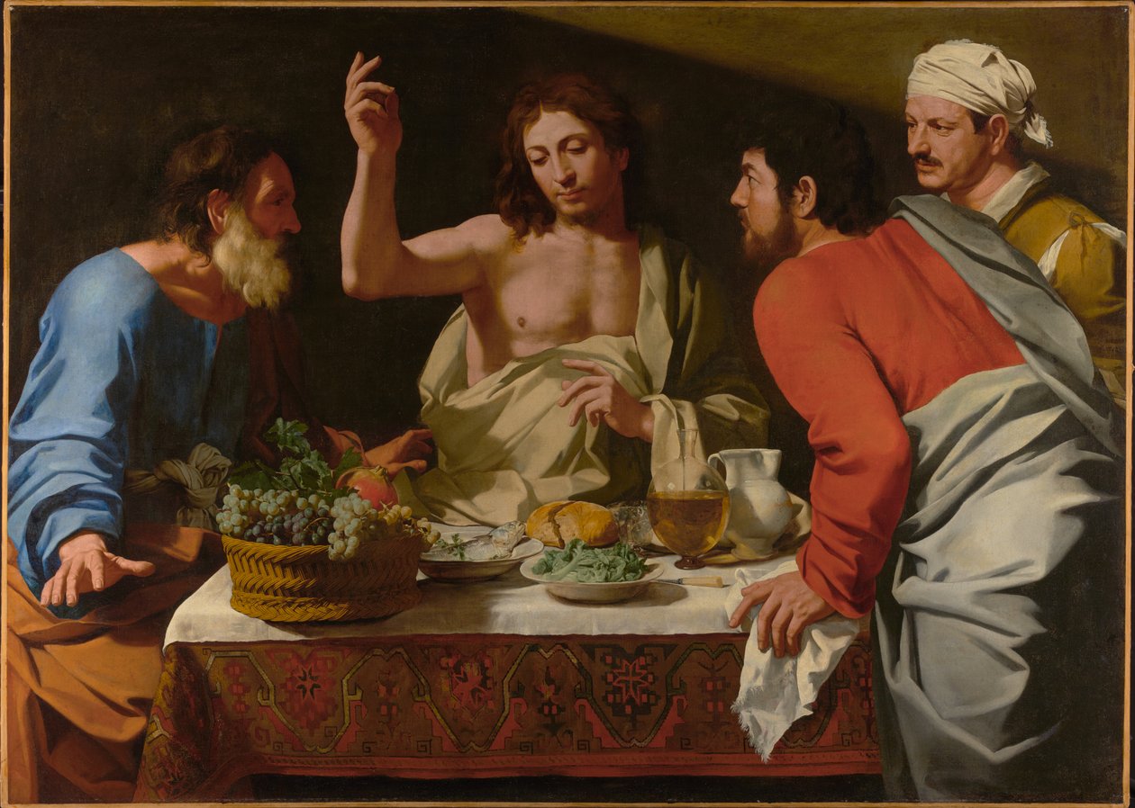Nadveren i Emmaus, ca. 1615-1625 (olie på lærred) af Bartolomeo Cavarozzi
