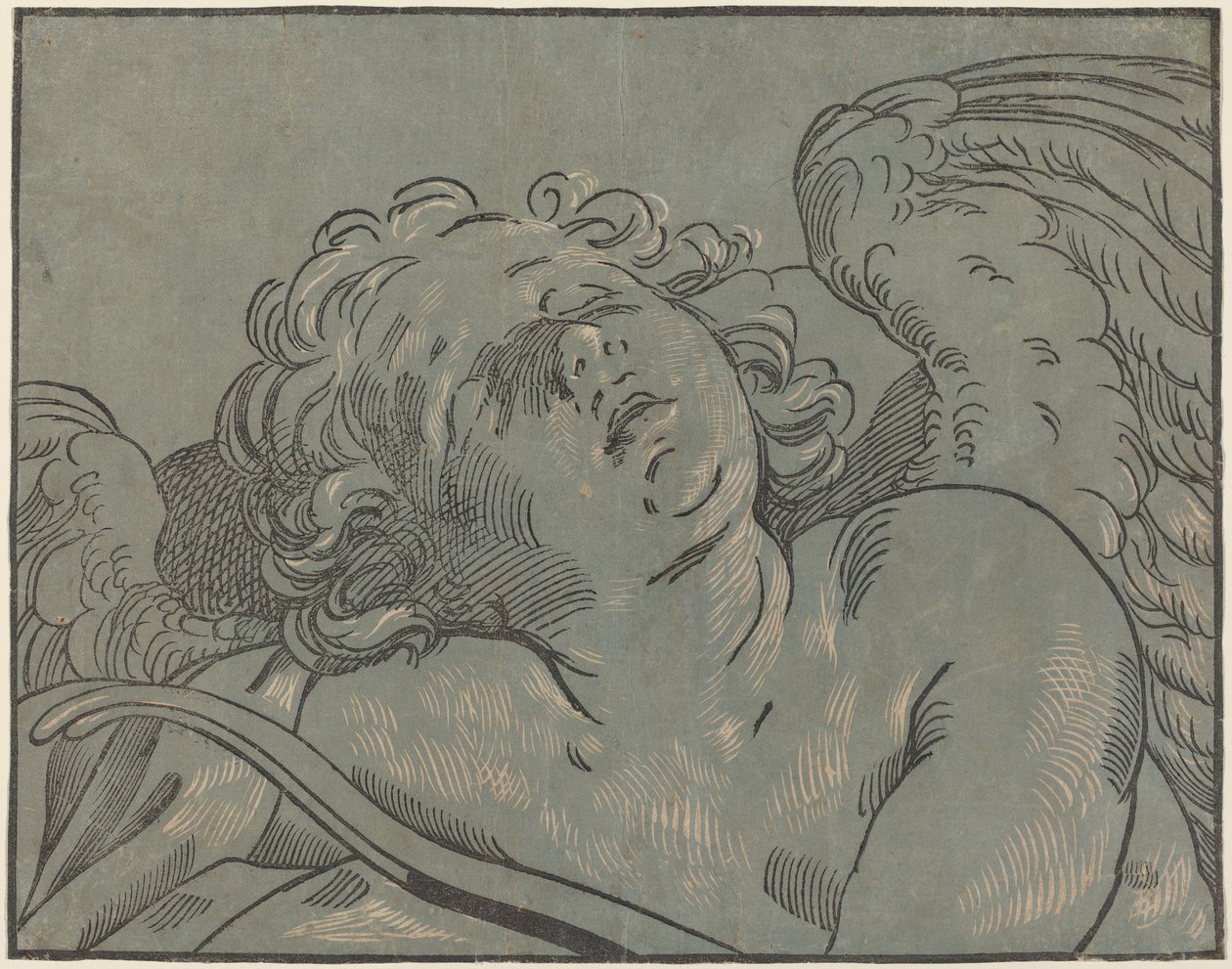 Cupid sovende af Bartolomeo Coriolano after Guido Reni