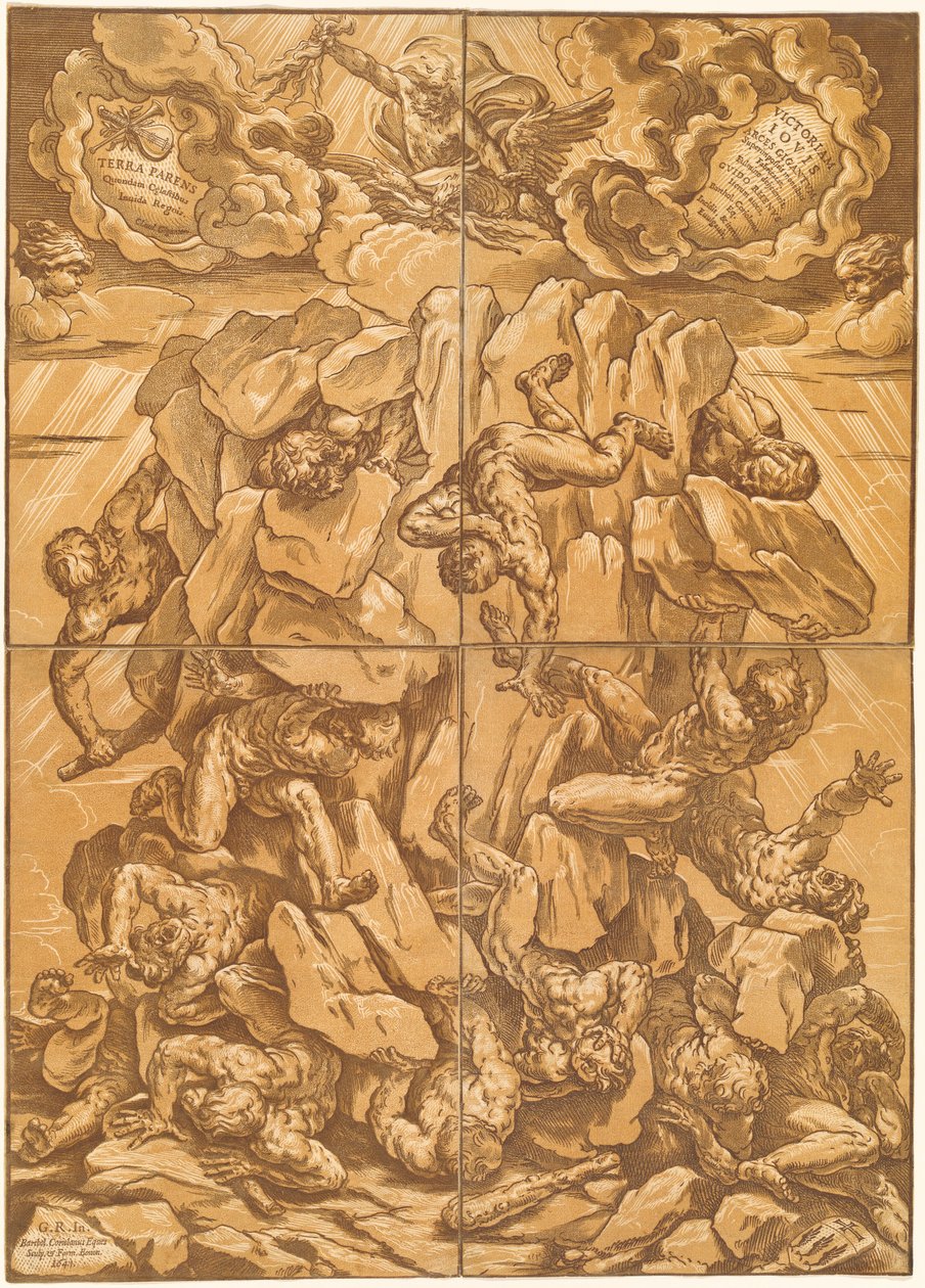 Jætternes fald af Bartolomeo Coriolano after Guido Reni