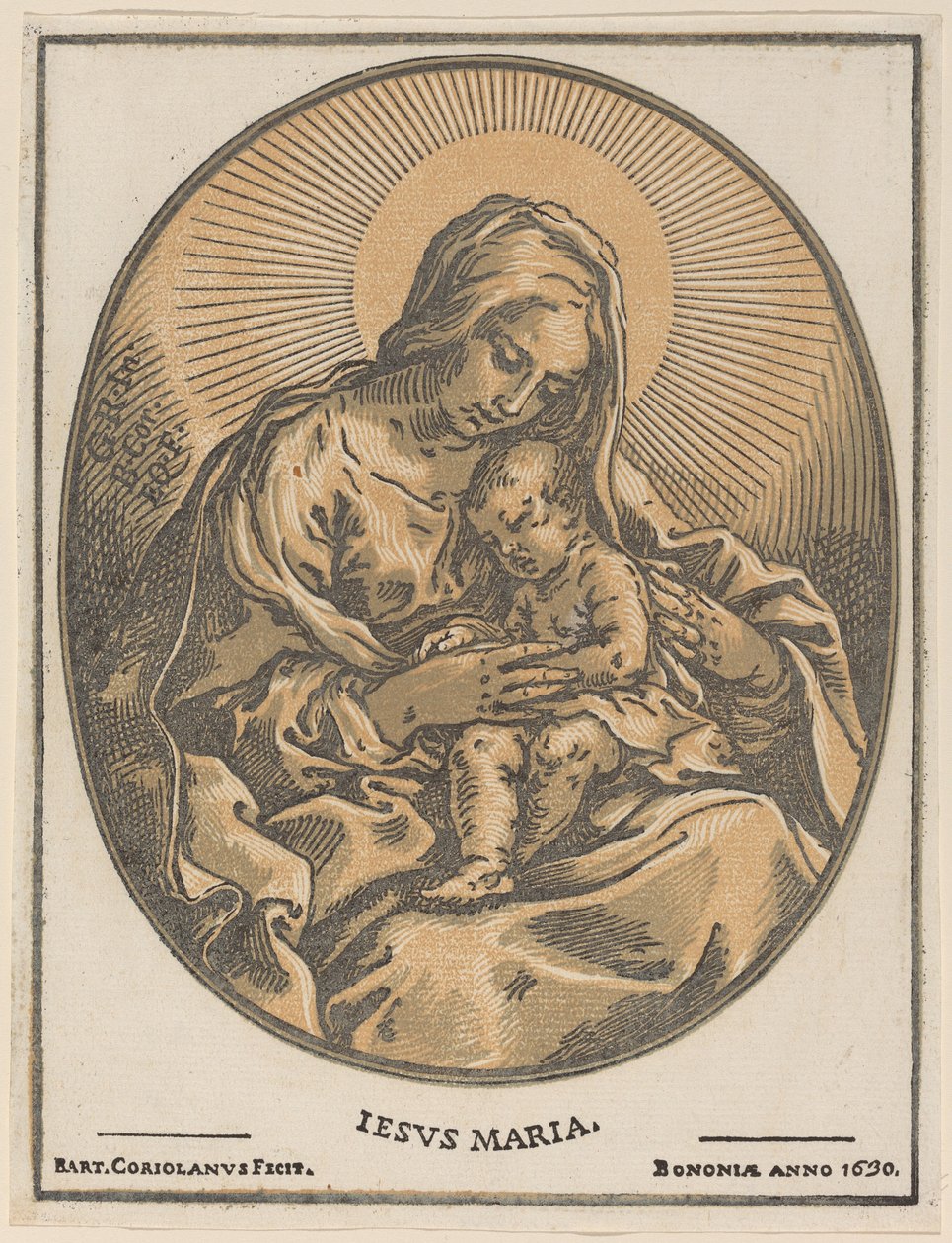 Jomfru og Barn af Bartolomeo Coriolano after Guido Reni