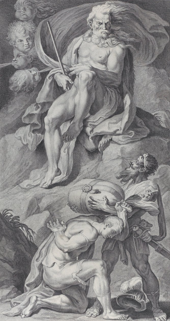 Plade 8: Ulysses modtager vinden i en lædertaske fra Aeolus, 1756 af Bartolomeo Crivellari