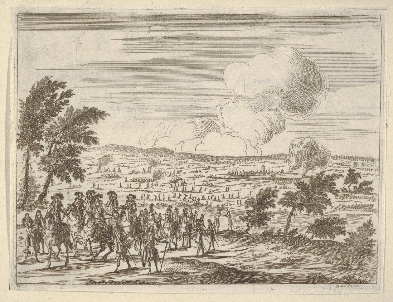 Hertugen og hans tropper i Casalmaggiore, fra The Idea of ​​a Christian Prince and Hero i ..., 1659. af Bartolomeo Fenice