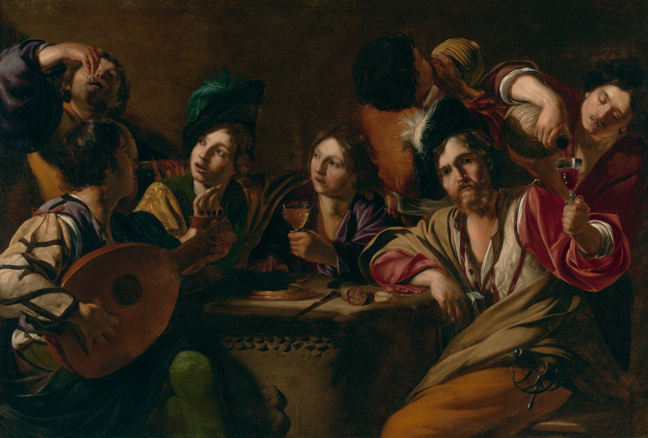 En drikke- og musikfest af Bartolomeo Manfredi