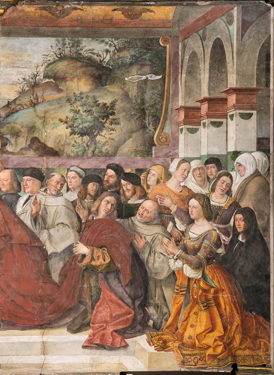 Kardinal Guido af Monfort åbner den helliges ark, den helliges skole, detalje fra 2196216 af Bartolomeo Montagna